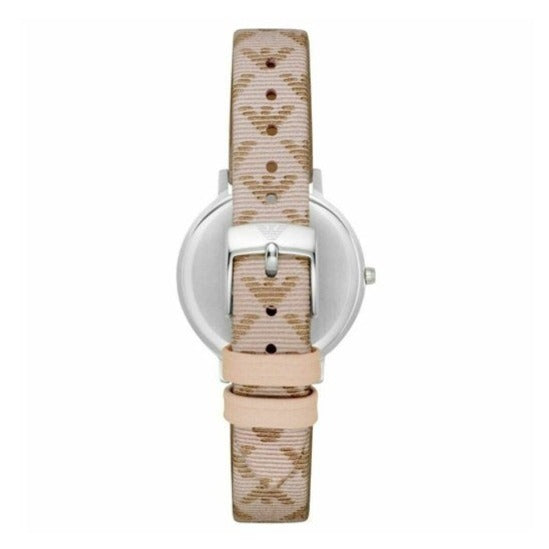 Emporio Armani Gianni T Bar Quartz Silver Dial Beige Leather Strap Watch For Women - AR80007 - Image 6